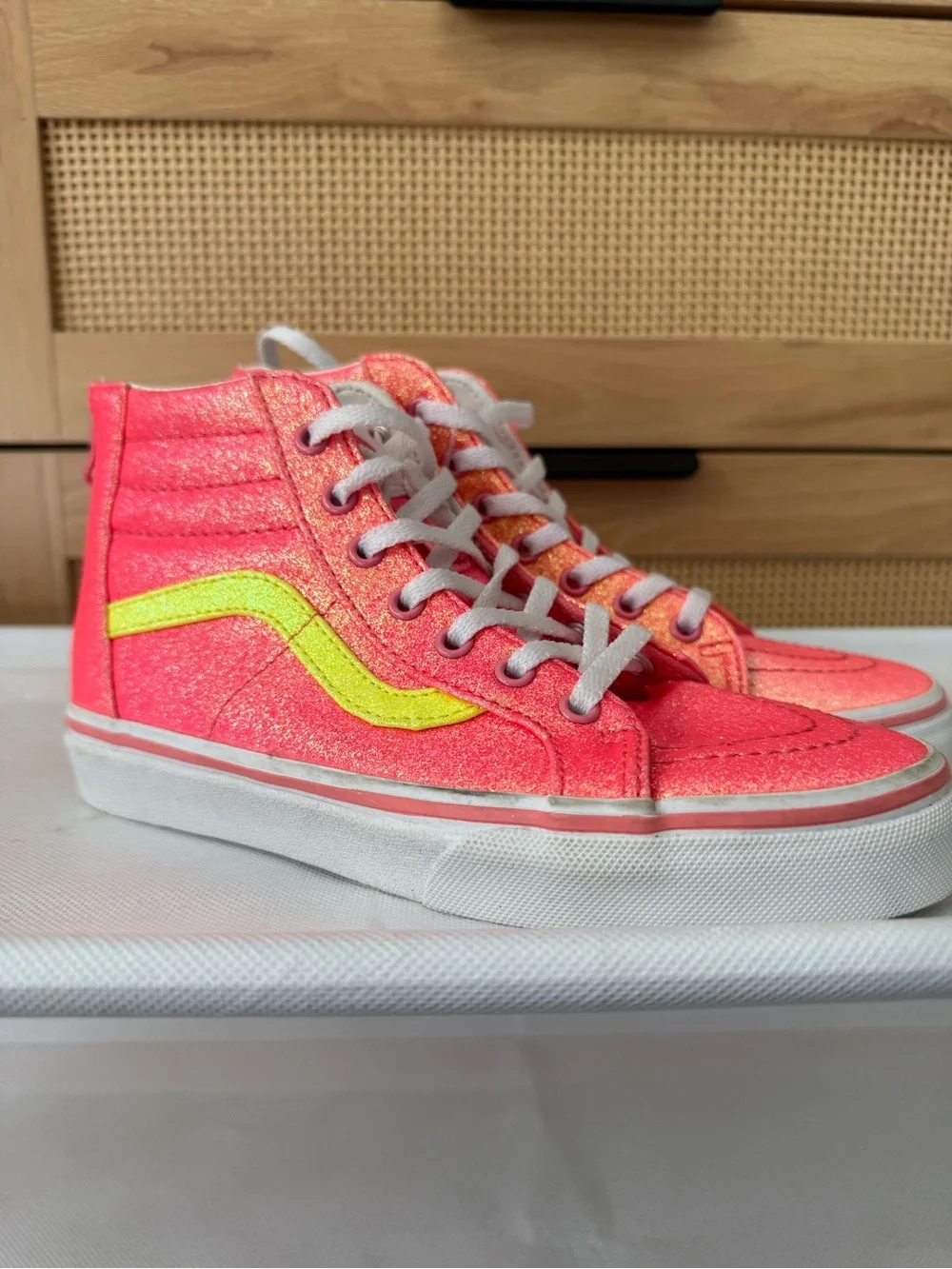 Vans - size 3 - NWT sk8 hi zip neon glitter sneakers